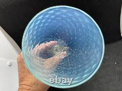 10 Arabelli Murano Glass Chalice Vase Blue Quilted Opaline Aventurine Stem