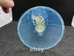 10 Arabelli Murano Glass Chalice Vase Blue Quilted Opaline Aventurine Stem