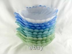 10 Murano Style Opalescent Glass Shell Bowls, 7-3/4, iridescent, slag, dish