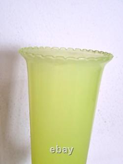 11.4 Portieux Vallerysthal PV France YELLOW OPALINE GLASS translucent VASE 29cm