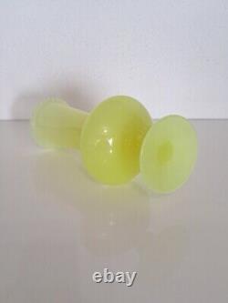 11.4 Portieux Vallerysthal PV France YELLOW OPALINE GLASS translucent VASE 29cm