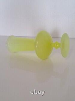 11.4 Portieux Vallerysthal PV France YELLOW OPALINE GLASS translucent VASE 29cm