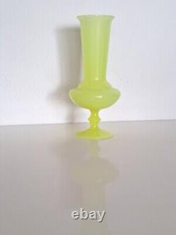 11.4 Portieux Vallerysthal PV France YELLOW OPALINE GLASS translucent VASE 29cm