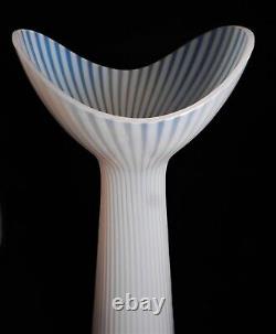 12 MCM UNO WESTERBERG PUKEBERG GLASSWORKS SWEDEN, OPALESCENT RIBBED VASE, c1948