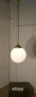 12 in Stock Very Big French Art Deco Globe Opaline Glass Hanging Pendant Lights