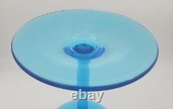 15 Empoli Blue Opaline Cased Glass Italy Apothecary Compote Circus Tent Lid Vtg