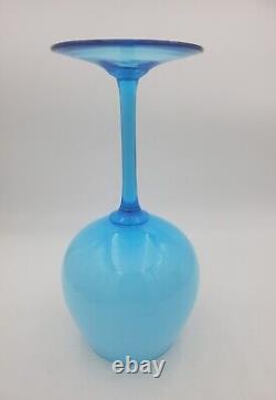 15 Empoli Blue Opaline Cased Glass Italy Apothecary Compote Circus Tent Lid Vtg