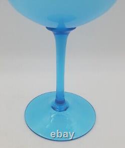 15 Empoli Blue Opaline Cased Glass Italy Apothecary Compote Circus Tent Lid Vtg