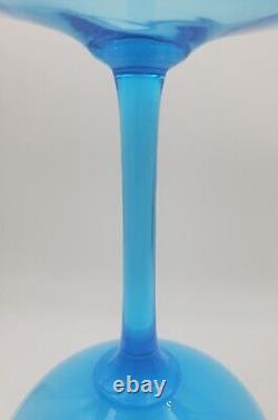 15 Empoli Blue Opaline Cased Glass Italy Apothecary Compote Circus Tent Lid Vtg