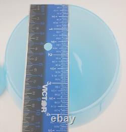 15 Empoli Blue Opaline Cased Glass Italy Apothecary Compote Circus Tent Lid Vtg