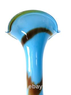 16 Vintage DRAPERY SWIRL Cased ART GLASS Abstract VASE Italy OPALINE Blue MCM