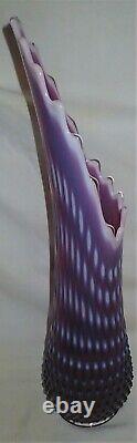 17 X Rare Old Fenton Purple Plum Hobnail Opalescent Art Glass Swung Vase Mint