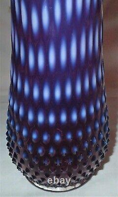 17 X Rare Old Fenton Purple Plum Hobnail Opalescent Art Glass Swung Vase Mint