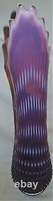 17 X Rare Old Fenton Purple Plum Hobnail Opalescent Art Glass Swung Vase Mint