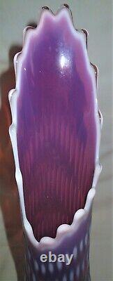 17 X Rare Old Fenton Purple Plum Hobnail Opalescent Art Glass Swung Vase Mint