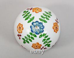 1910s English Arts & Crafts Opaline Globe Pendant Lamp with Hand-Painted Flowers
