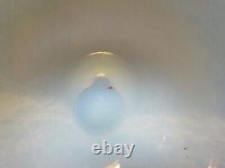 1920's Fry Art Glass Foval Delft Stem & Blue Opalescent Foot and Bowl compote Pr