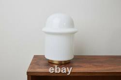 1920s Art Deco Czech Opaline Glass And Brass Table Lamp