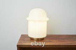 1920s Art Deco Czech Opaline Glass And Brass Table Lamp