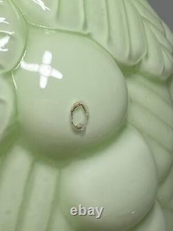 1920s Art Deco French Opaline Celadon Uranium Vaseline Glass Vase Large Relief