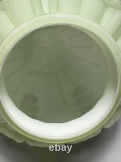 1920s Art Deco French Opaline Celadon Uranium Vaseline Glass Vase Large Relief
