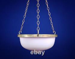 1920s Art Deco Pink Flashed Opaline Glass Plafonnier Pendant Lamp & Silver Plate