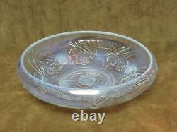 1930's Art Deco Jobling Blue Opalescent Opaline Glass Flower design English Bowl