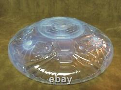 1930's Art Deco Jobling Blue Opalescent Opaline Glass Flower design English Bowl