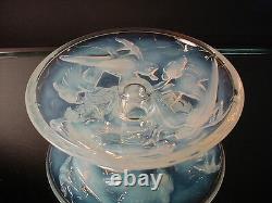 1930's Carrillo Opalescent 3 Swallows & Berries Candle Holder Art Deco France