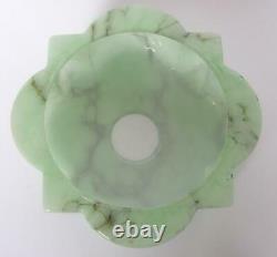 1930s ANTIQUE ART DECO MARBLED OPALINE GLASS SCONCE LAMPSHADE GREEN CHANDELIER