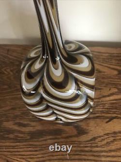 1960's Italian Rare Square Bottom Glass Opaline Art Glass Vase Italy