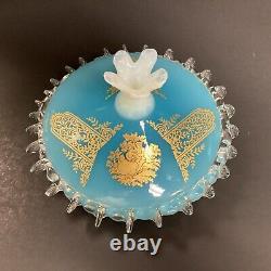 1960s MCM Murano/Empoli Italian sky blue opaline art glass bonbon compote & Lid