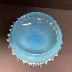 1960s MCM Murano/Empoli Italian sky blue opaline art glass bonbon compote & Lid