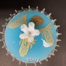 1960s MCM Murano/Empoli Italian sky blue opaline art glass bonbon compote & Lid