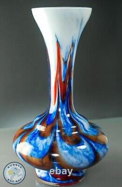 1970's MID-CENTURY MODERN CARLO MORETTI ORANGE AND BLUE OPALINE VASE