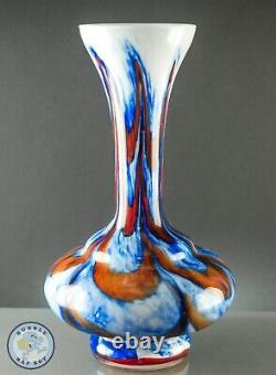 1970's MID-CENTURY MODERN CARLO MORETTI ORANGE AND BLUE OPALINE VASE