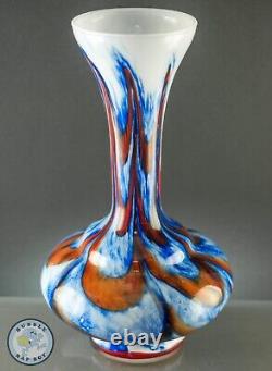 1970's MID-CENTURY MODERN CARLO MORETTI ORANGE AND BLUE OPALINE VASE