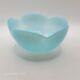 1980s Art Deco Style Opaline Glass Baby Blue Translucent Bowl