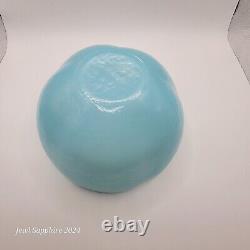 1980s Art Deco Style Opaline Glass Baby Blue Translucent Bowl