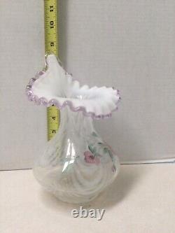 1995 Fenton Art Glass Handpainted Opalescent Limited Edition Jack Pulpit Vase