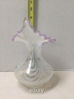 1995 Fenton Art Glass Handpainted Opalescent Limited Edition Jack Pulpit Vase