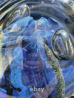 1998 EICKHOLT Opalescent Dichroic Controlled Bubble Art Glass Paperweight Signed