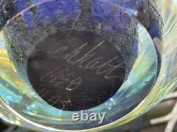 1998 EICKHOLT Opalescent Dichroic Controlled Bubble Art Glass Paperweight Signed