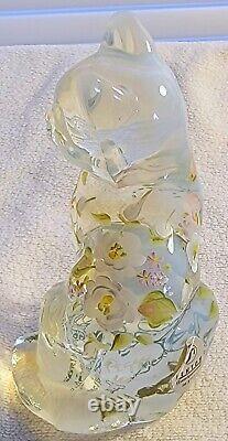 1998 Fenton Circle of Love French Opalescent Sitting Cat withWhite # 120 of 125
