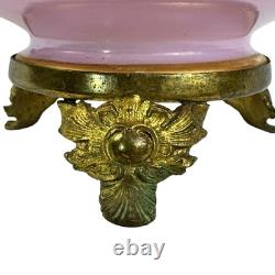 19th C. FRENCH OPALINE ART GLASS FOOTED POWDER BOX, CHERUBS EXCELLENT