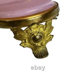 19th C. FRENCH OPALINE ART GLASS FOOTED POWDER BOX, CHERUBS EXCELLENT