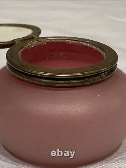 19th C. FRENCH PINK OPALINE ART GLASS TRINKET BOX ST. PAULS CATHEDRAL