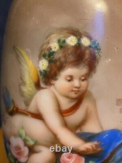 19th-C Victorian Bohemian Art Glass Vase Cherub Putti Angel by Josef Ahne 7.5