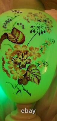 19th Century Hand Blown Bohemian Harrach Opaline Glass Uranium Vase Art Nouveau