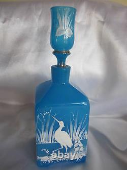 19th Century Moser Blue Opaline H. P. Stork Barber Bottle